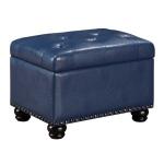 Navy Faux Leather Jessy Storage Ottoman
