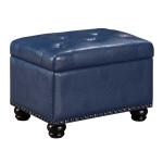 Navy Faux Leather Jessy Storage Ottoman