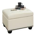 Ivory Faux Leather Jessy Storage Ottoman