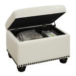 Ivory Faux Leather Jessy Storage Ottoman