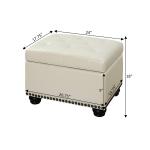 Ivory Faux Leather Jessy Storage Ottoman