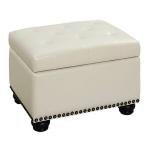 Ivory Faux Leather Jessy Storage Ottoman