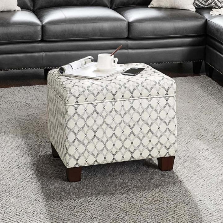 White & Gray Madison Storage Ottoman