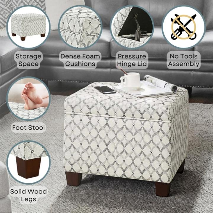 White & Gray Madison Storage Ottoman