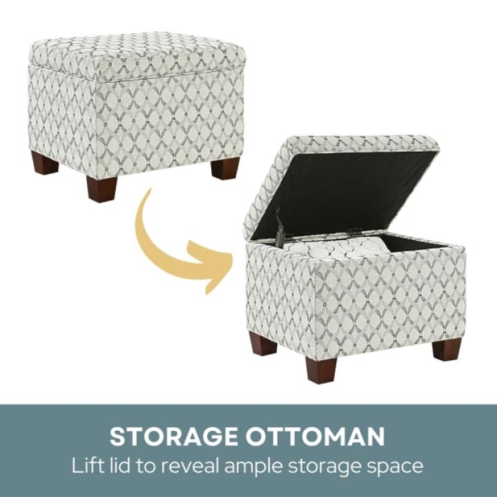 White & Gray Madison Storage Ottoman
