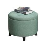 Teal Upholstered Eliza Round Storage Ottoman