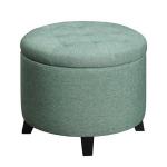 Teal Upholstered Eliza Round Storage Ottoman