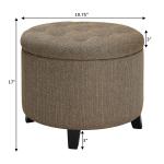 Tan Upholstered Eliza Round Storage Ottoman