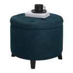 Navy Upholstered Eliza Round Storage Ottoman