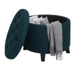Navy Upholstered Eliza Round Storage Ottoman