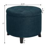 Navy Upholstered Eliza Round Storage Ottoman