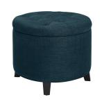 Navy Upholstered Eliza Round Storage Ottoman