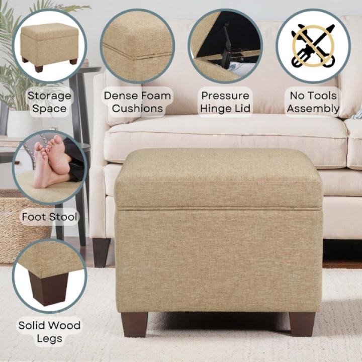 Beige Madison Storage Ottoman