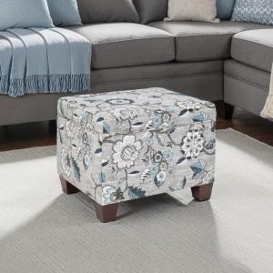 Gray Floral Madison Storage Ottoman