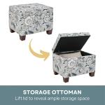 Gray Floral Madison Storage Ottoman