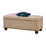 Tan Upholstered Carey Storage Ottoman Bench