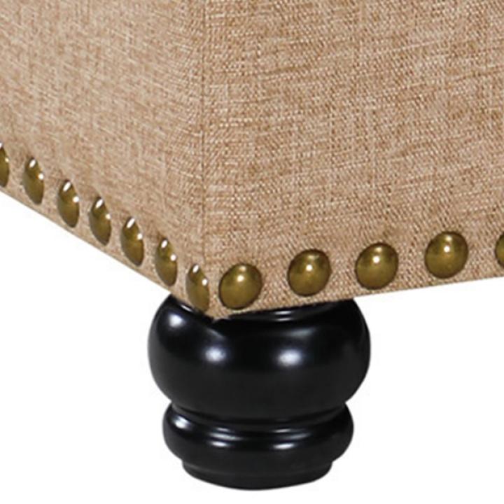 Tan Upholstered Carey Storage Ottoman Bench