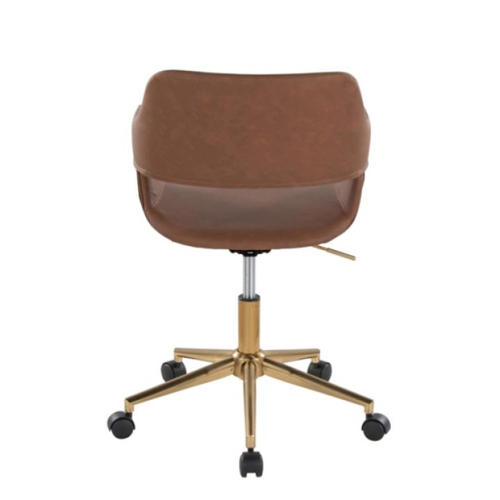 Brown Faux Leather & Gold Marshall Office Chair