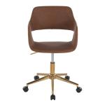 Brown Faux Leather & Gold Marshall Office Chair