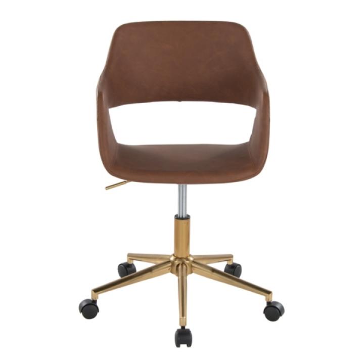 Brown Faux Leather & Gold Marshall Office Chair