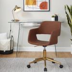 Brown Faux Leather & Gold Marshall Office Chair