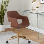 Brown Faux Leather & Gold Marshall Office Chair