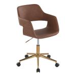 Brown Faux Leather & Gold Marshall Office Chair