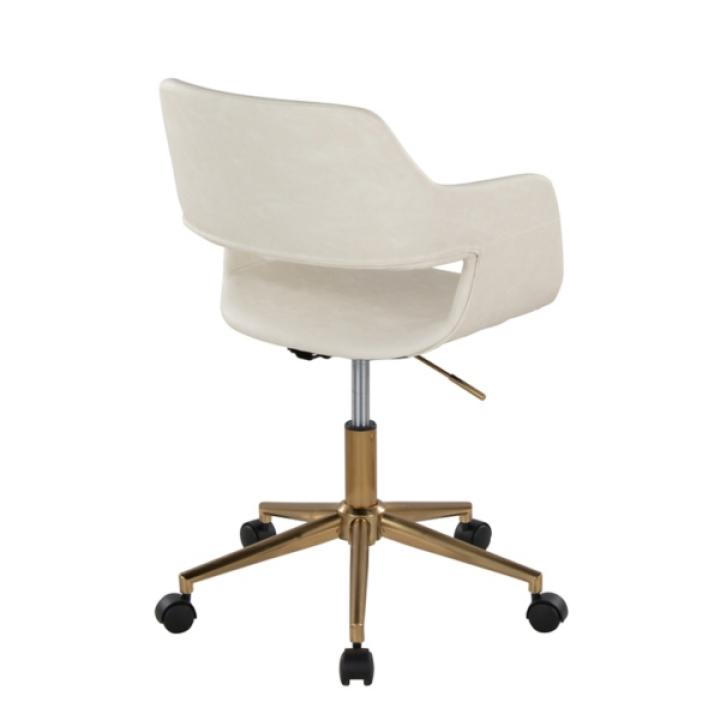 Cream Faux Leather & Gold Marshall Office Chair