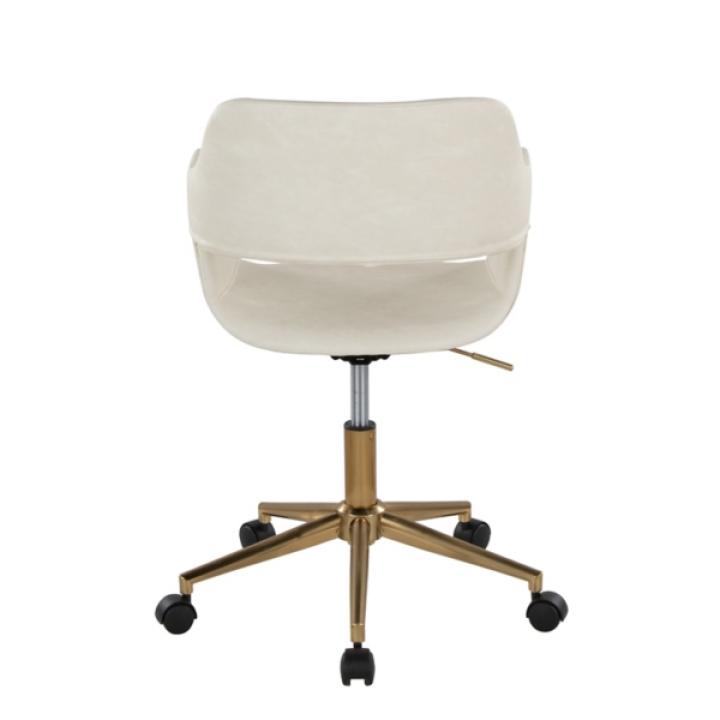 Cream Faux Leather & Gold Marshall Office Chair