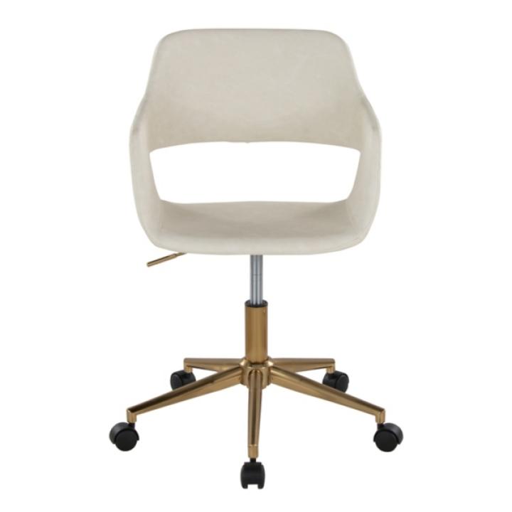 Cream Faux Leather & Gold Marshall Office Chair
