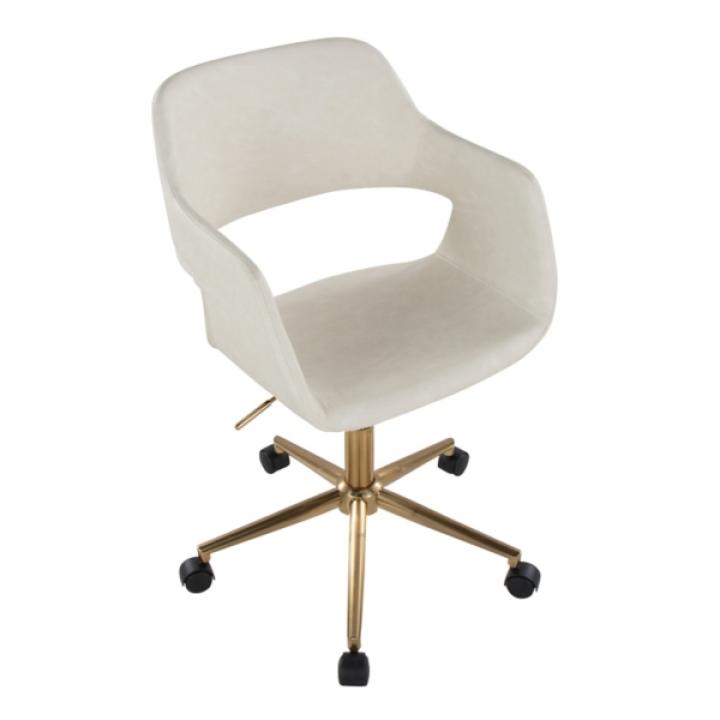Cream Faux Leather & Gold Marshall Office Chair