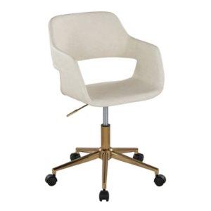 Cream Faux Leather & Gold Marshall Office Chair
