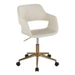 Cream Faux Leather & Gold Marshall Office Chair