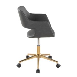 Gray Faux Leather & Gold Marshall Office Chair