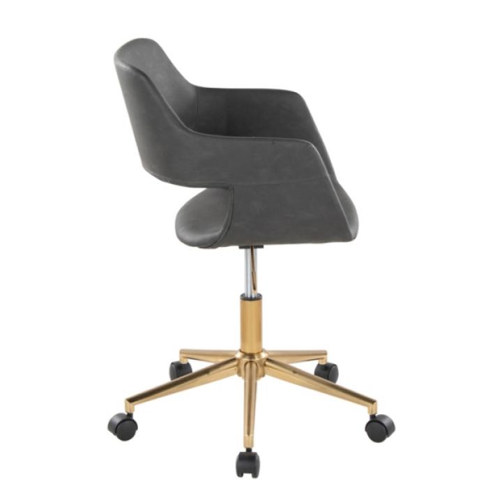 Gray Faux Leather & Gold Marshall Office Chair