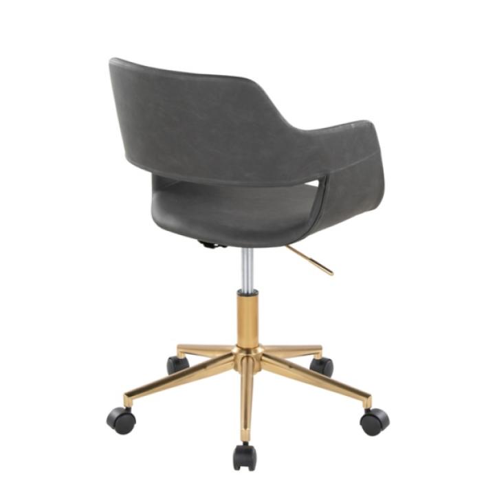 Gray Faux Leather & Gold Marshall Office Chair