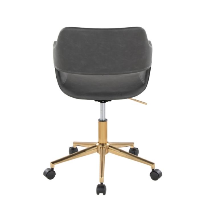 Gray Faux Leather & Gold Marshall Office Chair