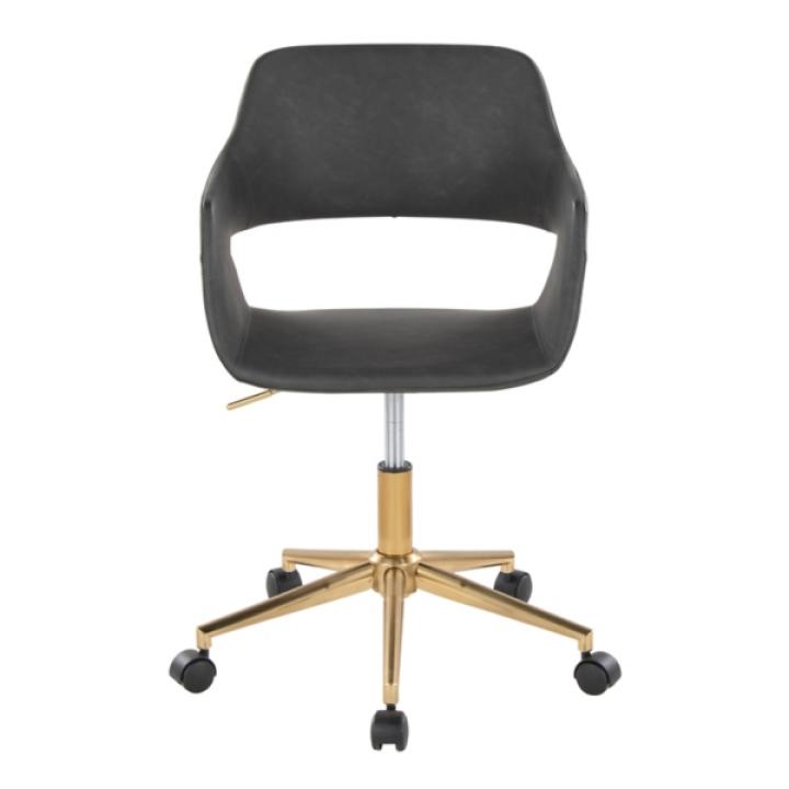 Gray Faux Leather & Gold Marshall Office Chair
