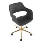 Gray Faux Leather & Gold Marshall Office Chair