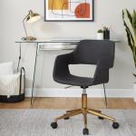Gray Faux Leather & Gold Marshall Office Chair