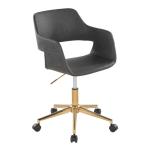 Gray Faux Leather & Gold Marshall Office Chair