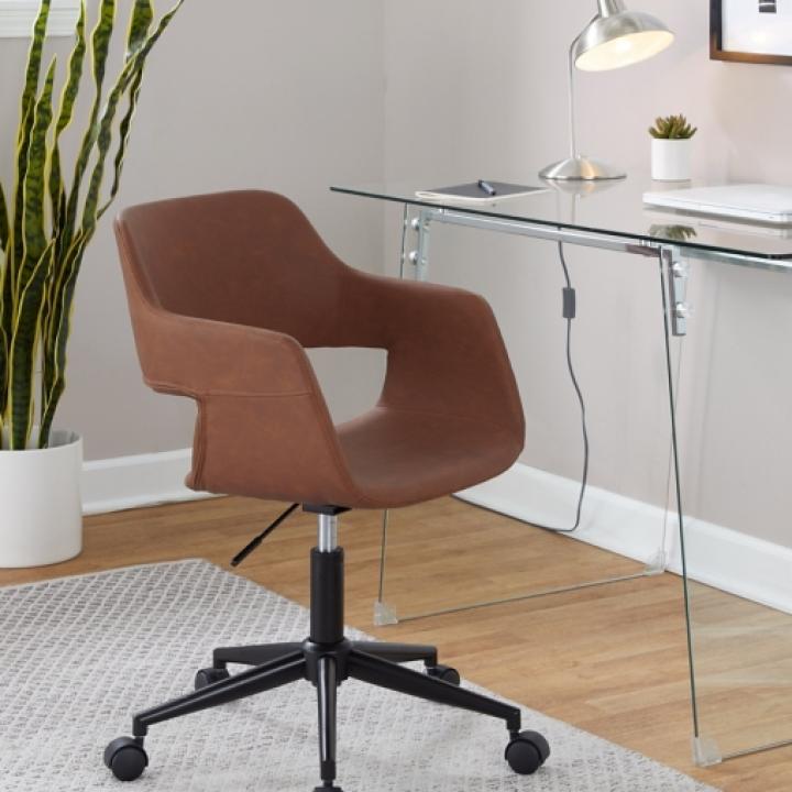 Brown Faux Leather & Black Marshall Office Chair