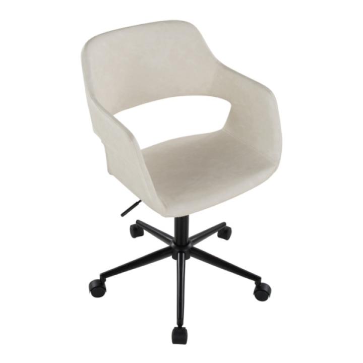 Cream Faux Leather & Black Marshall Office Chair