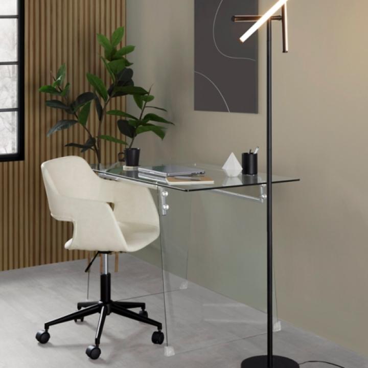 Cream Faux Leather & Black Marshall Office Chair