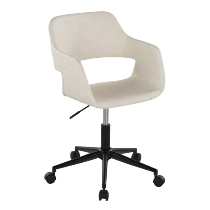 Cream Faux Leather & Black Marshall Office Chair