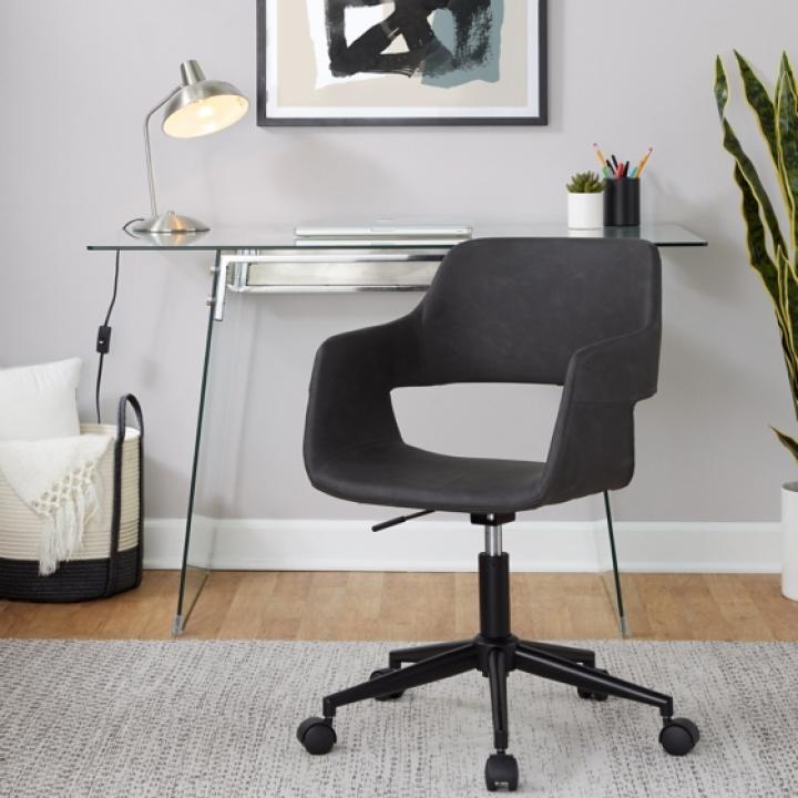 Gray Faux Leather & Black Marshall Office Chair