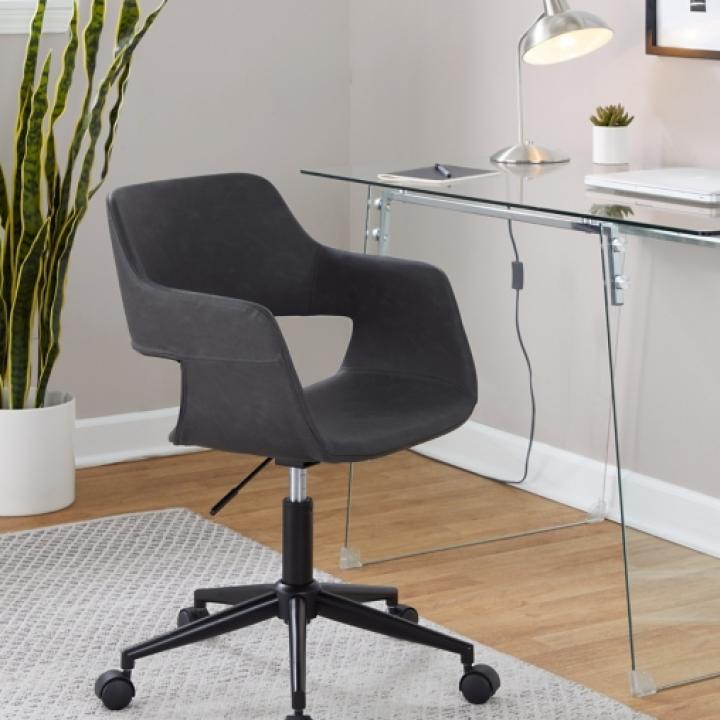 Gray Faux Leather & Black Marshall Office Chair