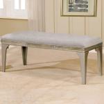 Gray Tufted Upholstered Silver Dining Bench