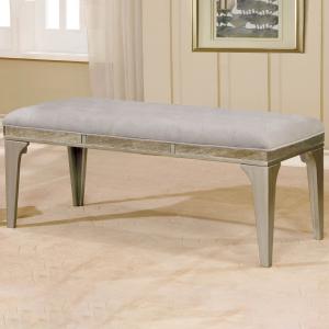 Gray Tufted Upholstered Silver Dining Bench