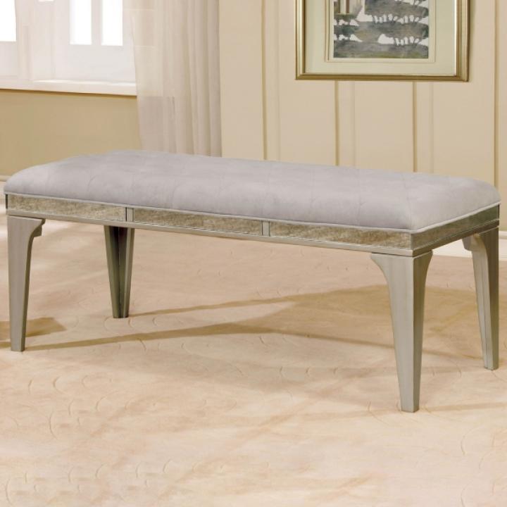 Gray Tufted Upholstered Silver Dining Bench